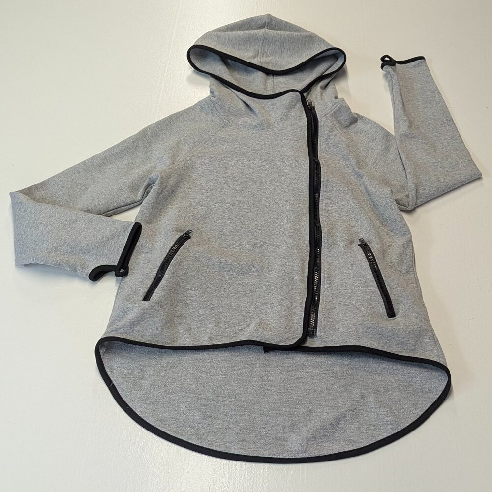 Gianni Bini Size Small Gray/Black Hooded Zippered Jacket